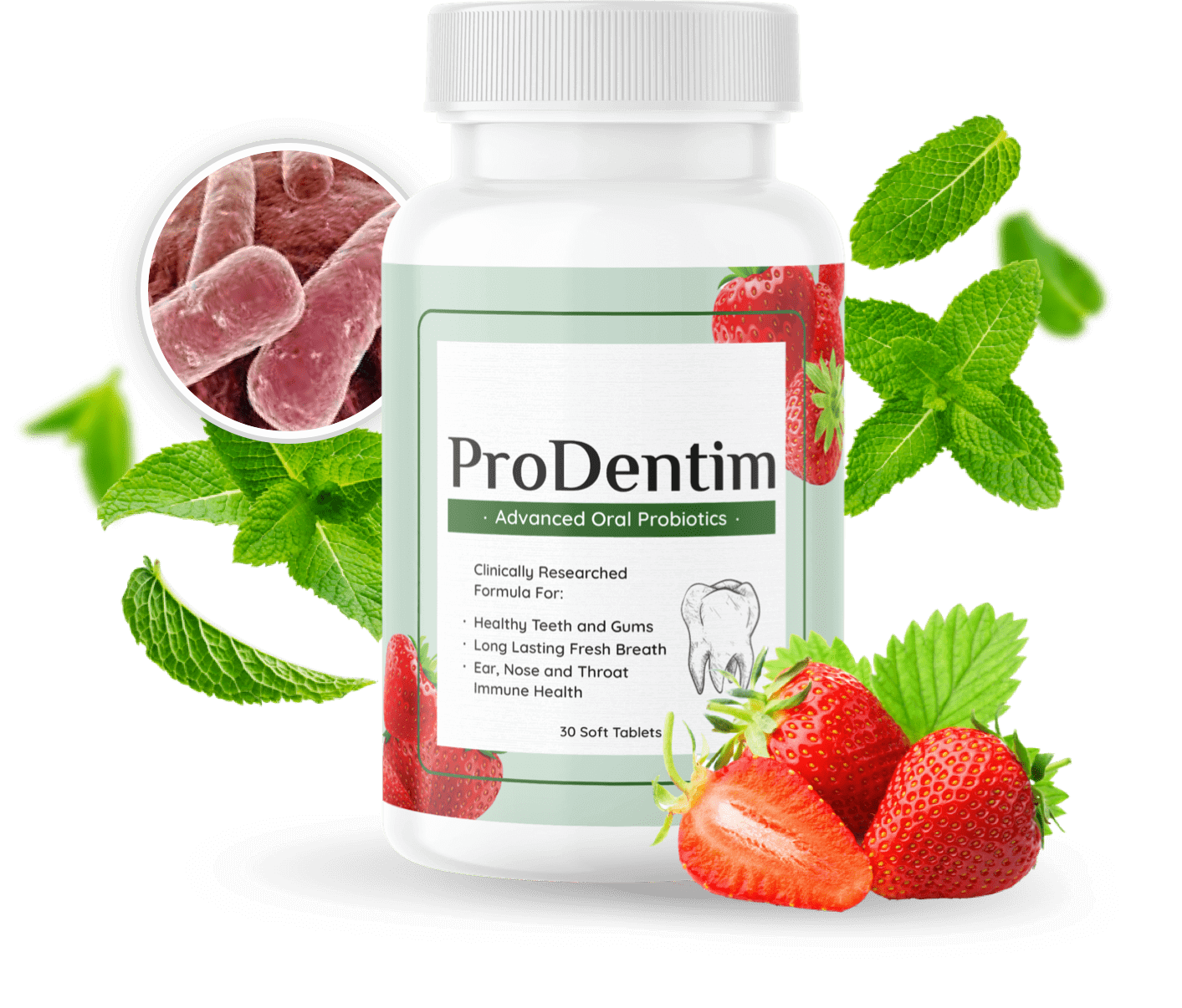 Oral probiotic supplement bottle shown for a product guide